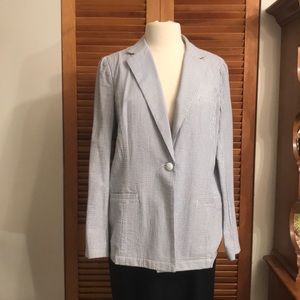 Brooks Brother Seersucker Blue and White Blazer